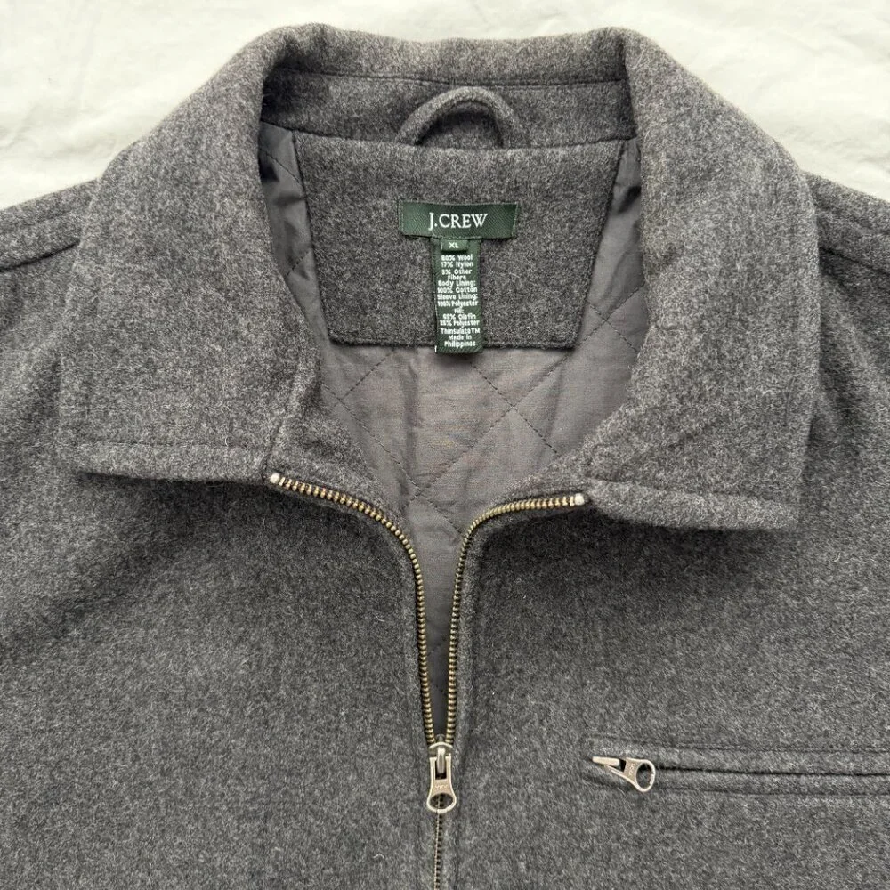 J CREW City Jacket Charcoal Night Gray Wool Blend Jacket XL